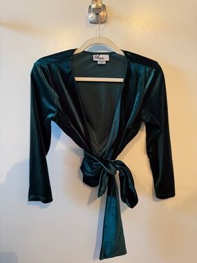 Vixen Hunter Green Velvet Wrap Top